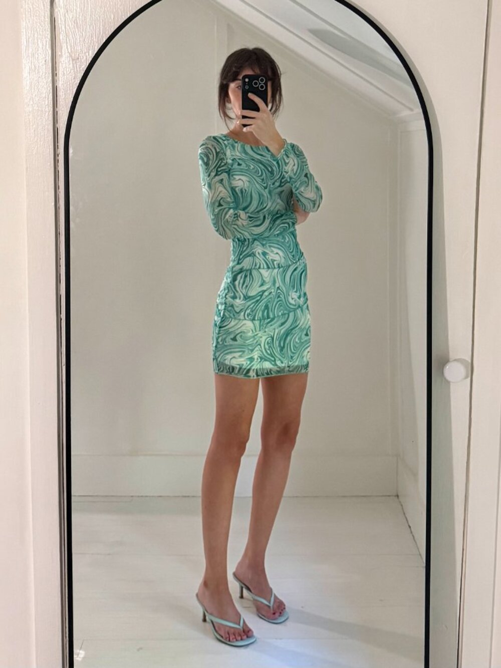 Princess Polly Winston Printed Mini Bodycon Dress in Green Swirl NWT Size 4 $55